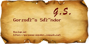 Gorzsás Sándor névjegykártya